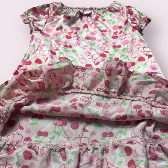 2007 Toddler Girl Gymboree Pink Cherry Print Silk Like Polyester Dress Size 4 - Picture 4 of 10